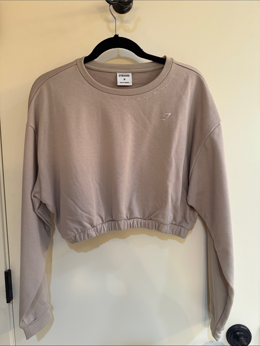 Gymshark Cropped Long-Sleeve Sweatshirt in Taupe